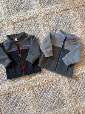 Columbia Boys' Gray Fleece Jackets - Two-Tone Zip Front